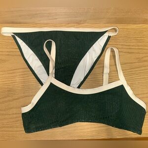 Cupshe Dark Green Ribbed Bikini Set